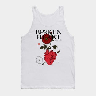 Red heart with red flower and quote Broken heart Tank Top